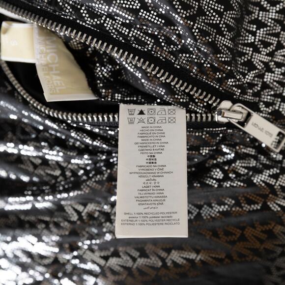 MICHAEL Michael Kors Women Reversible Foil Logo Puffer Coat Black/Silver Size S - Picture 9 of 11